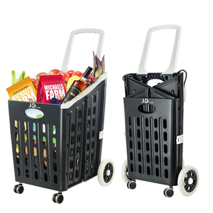 Carrito de compras plegable JQ FOLD con 4 ruedas de PU, carrito de malla plegable para uso en interiores - Product Image 1
