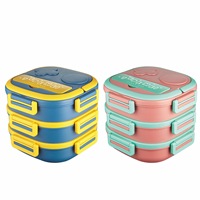 304 Edelstahl 3-Schicht Isolierte Kinder-Lunchbox Auslaufsicher BPA-Frei mit Besteck-Set für Schulmittagessen & Mahlzeitenvorbereitung
