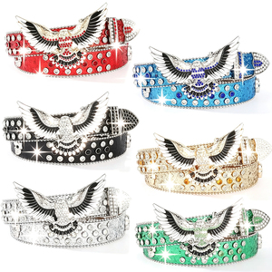Ceintures de créateur personnalisables avec logo unisexe, style occidental Y2K, rock, rappeur, punk, boucle en alliage de zinc et strass, OEM/ODM - Product Image 1