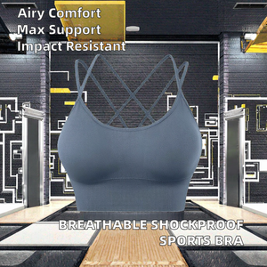 Women's Summer Active Wear Breathable Shockproof Sports <b>Bra</b> Seamless Gym Fitness Top Front Padded Athletic Yoga <b>Bra</b> Solid Color - Product Image 3