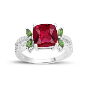 SUPER DEAL Christmas Theme Jewellery Wholesale Jewelry Ruby Gemstone 925 Silver Fashion Christmas Ring