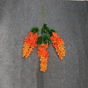 Fleur de glycine artificielle en soie faite à la main, à trois branches, couleur violette, pour décoration de plafond de maison ou de mariage, fleurs de glycine en forme de haricot - Product Image 5