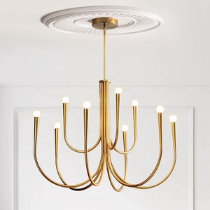 Lámpara de techo redonda retro francesa americana con LED E14 de múltiples cabezales para sala de estar, dormitorio, comedor, estudio, hogar. - Product Image 1