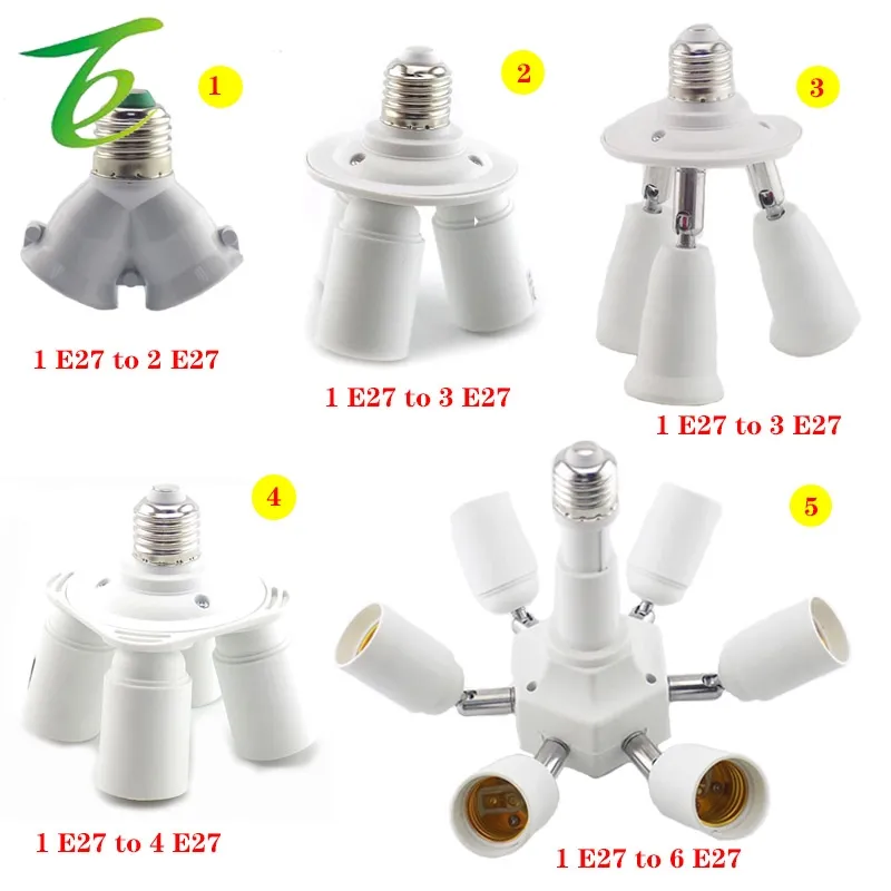 E27 Base Socket Splitter LED Light Holder E27 Socket to 3 4 6 E27 Adapter Bulb Lamp Holder Converters Smart Lighting Accessories
