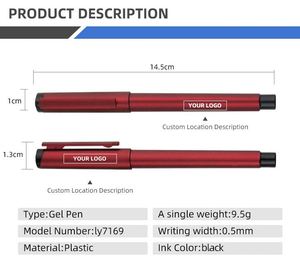 Promotion Nouveaux stylos gel écologiques personnalisés avec logo, 0,5 mm de large, couleurs assorties, bleu, or, rose, rouge, jaune, argent, papeterie de bureau - Product Image 2