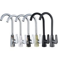 Robinet de cuisine monocommande en plastique ABS avec structure en acier inoxydable, tuyau flexible rotatif, motif jade, mitigeur chaud/froid