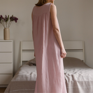 <span class=keywords><strong>Camicia</strong></span> <span class=keywords><strong>da</strong></span> <span class=keywords><strong>Notte</strong></span> Lunga Oversize Senza Maniche per Donne in Gravidanza, Abito Casual in Lino Stropicciato per Casa, Abbigliamento Comodo per Gravidanza - Product Image 6