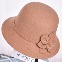 Elegante Sombrero Cloche de Lana para Mujer, Ajustable, con Diseño Floral, para Invierno, Formal, Casual, de Fiesta