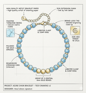 Fashion Blue Turquois Beaded Chain <b>Bracelet</b> for Women <b>Copper</b> Plated 18K Gold Lady <b>Bracelet</b> Handmade Natural Stone Jewelry - Product Image 2