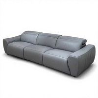 Ensemble de canapés sectionnels carrés en cuir au design nordique de luxe avec fauteuil inclinable et porte-gobelets pour salon, salle de sport et cinéma maison en villa