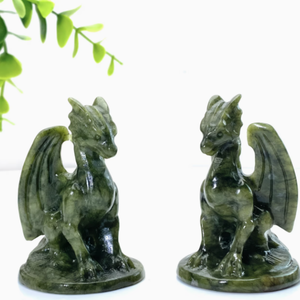 Estatua de Dragón de <span class=keywords><strong>Jade</strong></span> Xiuyu Tallada a Mano, Escultura de Animal de Cristal de Nefrita <span class=keywords><strong>Verde</strong></span> Pulido para Decoración de Escritorio de Oficina, Regalo Empresarial - Product Image 1