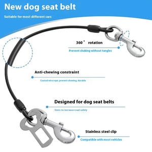 Patrón sólido Anti-mordida perro viaje cadena coche cinturón de seguridad plástico tracción cuerda alambre remache decoración mascotas correas para coche seguro - Product Image 2
