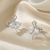 Boucles d'oreilles en argent sterling 925 Zircon Ballet Dancer pour femmes Nouveaux bijoux