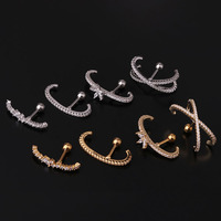 Boucle d'oreille en forme de Triangle CZ, 1 pièce 16g, clous de perçage à vis, bijoux de cartillage