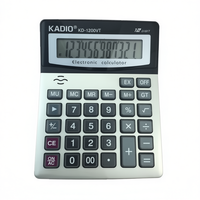 Calculadora Electrónica de Plástico de 12 Dígitos KADIO KD-1200VT con Doble Fuente de Alimentación, Negra, Hecha en China, para Uso en Oficina y Escritorio