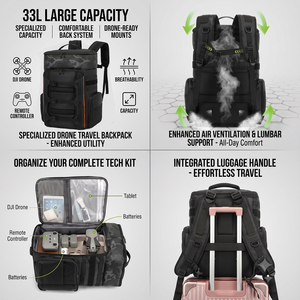 Mochila OEM Personalizada de Gran Capacidad (33L) para Equipo de Cámara, Impermeable, para Viajes, con Compartimento para Portátil - Product Image 2