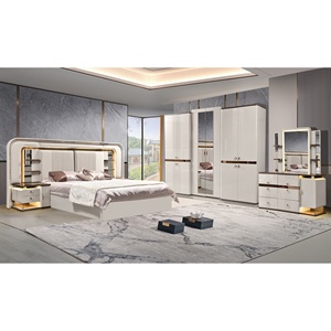 Ensemble de chambre à coucher moderne de luxe à prix direct usine, lit extensible sur mesure King/<span class=keywords><strong>Queen</strong></span> avec rangement 5+ tiroirs en MDF et cuir - Product Image 3