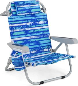 Silla <span class=keywords><strong>de</strong></span> <span class=keywords><strong>Playa</strong></span> Tipo Mochila, Muebles <span class=keywords><strong>de</strong></span> Exterior <span class=keywords><strong>de</strong></span> Metal, <span class=keywords><strong>Respaldo</strong></span> <span class=keywords><strong>de</strong></span> 5 Posiciones, Bolsa <span class=keywords><strong>de</strong></span> Almacenamiento, Bolsillo Lateral, Toallero, Reposacabezas, Silla Baja - Product Image 1