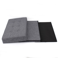 Tabouret de salon, chaise pliante, avec espace de rangement, tissu gris
