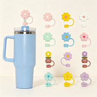 Capuchon de paille en silicone en forme de fleur à 5/8 pétales, anti-poussière, pour gobelet Stanley, qualité alimentaire, personnalisable