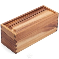 Boîte à recettes rectangulaire en bois d'acacia, écologique, style européen, qualité supérieure, finition laquée, deux compartiments, porte-cartes