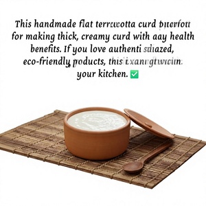 Cuenco Plano de Barro Hecho a Mano con Tapa, Olla de Terracota para Decoración del Hogar, Cuenco Tradicional de Barro, Artículo Decorativo Artesanal, Barro Natural - Product Image 3