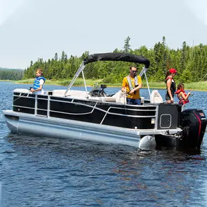 new design fully welded pontoon tube 17ft 5.2m party barge yatcht boat lake dive wakeboard aluminum pontoon boat
