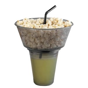 Gobelets à collation bon marché Tasses à boisson et collation en plastique réutilisables avec pailles Gobelet de stade avec bol supérieur pour frites et coca - Product Image 1