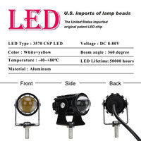 Lampu kabut LED mobil Amber putih, lampu sorot rendah tinggi dua warna kuning, lampu depan sepeda motor skuter, lampu tambahan aluminium baru