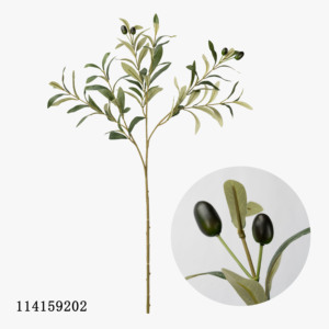 Nouvelle arrivée usine fournir une seule <span class=keywords><strong>tige</strong></span> de tissu de feuille d'<span class=keywords><strong>olivier</strong></span> artificielle pour la décoration - Product Image 1
