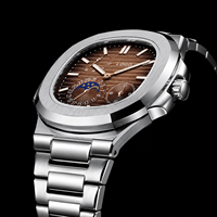 Montre en quartz or rose pour homme, boîtier coussin, bracelet en acier inoxydable, montre-bracelet résistante à l'eau pour affaires