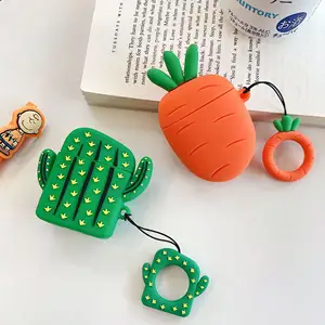 Großhandel niedlichen Karotten kaktus Silikon Kopfhörer hülle Weiche Silikon Schutzhülle für Apple AirPods für Airpods 2