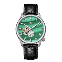 Montre de luxe sportive à cadran guilloché couleur saumon, verre saphir, titane poli miroir, bracelet cuir/caoutchouc, LOGO personnalisé, édition limitée