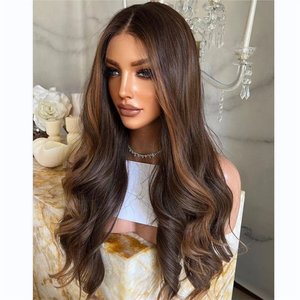 Parrucca Frontale in Pizzo 13x4 con Onde Morbide Marrone <span class=keywords><strong>Caramello</strong></span>, <span class=keywords><strong>Capelli</strong></span> Umani, Densità 150, Senza Colla, Nodi Decolorati, per Donna, Aspetto Naturale - Product Image 3