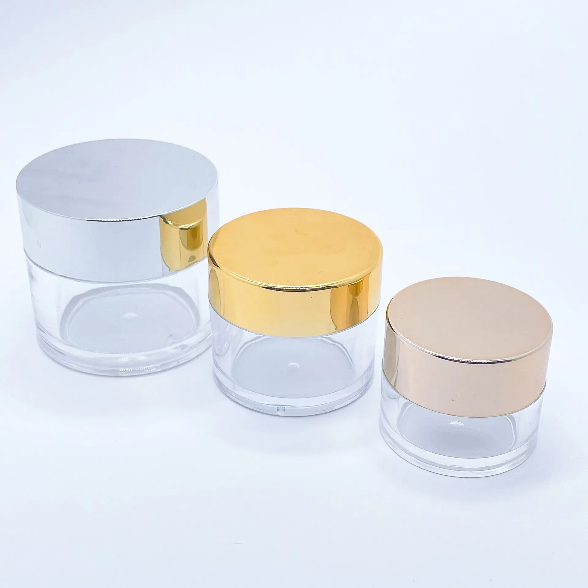 Nhà Máy Biểu Tượng Tùy Chỉnh 0.5Oz/1Oz/2Oz 4Oz Acrylic Rỗng Jar Bột Container Jar Với Vàng Màu Hồng Sliver Có Nắp Đậy