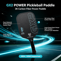 Raquette de pickleball personnalisable 16 mm 3K PBCoR approuvée Surface GX2 Power en fibre de carbone sans bordure, portable, tendance, haute qualité, légère