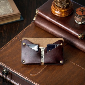 Portefeuille court en cuir véritable vintage antivol Boshiho Slim avec fermeture à rabat, imperméable, grande capacité pour le bureau - Product Image 2