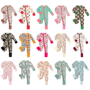 Miozing 2026 Último Modelo, Mono de Bebé de Bambú Premium de 180 g/m² con Estampado de Rosas para Todas las Estaciones, Suave, con Doble Cremallera, Transpirable, Ropa de Bebé al por Mayor - Product Image 1