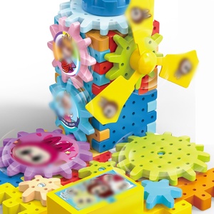 Mainan putar kincir angin dinosaurus roda gigi blok bangunan elektrik serbaguna Set Puzzle partikel besar - Product Image 6
