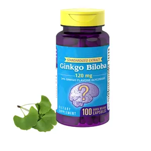 ธรรมชาติต่อต้านอนุมูลอิสระที่มีประสิทธิภาพสมองราคาต่ำแปะก๊วย Biloba แคปซูล