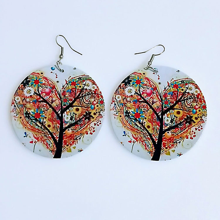 Boucles D'oreilles Rondes Ethniques Vintage - Dormeuses Argentées, Occasion