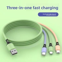 Kabel Data Tiga-dalam-Satu Silikon Cair dengan Konektor USB-A/Micro USB/Type-C 1.2m Pengisian Cepat untuk Ponsel