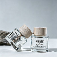 Bouteilles diffuseurs en verre vides en gros, 100 ml, 50 ml, 30 ml, avec couvercles en bois, logo personnalisé pour la décoration intérieure