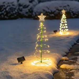 圣诞庭院灯串星圣诞树装饰灯发光二极管太阳能地面插入式灯串户外