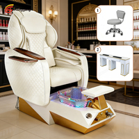 Fauteuil de pédicure haut de gamme, design moderne, dossier réglable, fibre de verre, massage tactile, spa, salon de manucure