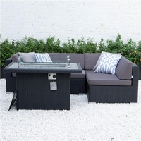 Mobilier de jardin en rotin à cadre en aluminium Ensemble de canapés de salon d'extérieur avec table de foyer pour les restaurants, les hôtels, les cours et les fermes