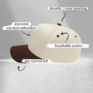 Casquette de baseball sportive en coton à 5 panneaux, personnalisée avec logo brodé et lettres imprimées en relief, bicolore, ajustable, haute qualité - Product Image 2