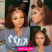 Perruque Lace Front Courte Bob Brésilienne en Cheveux Humains 13x4 HD Transparente, Lisse Baguette, Cheveux Vierges Entièrement en Dentelle pour Femmes Noires