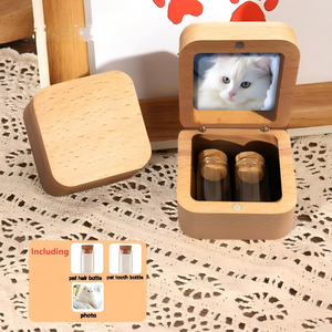Boîte <span class=keywords><strong>de</strong></span> Souvenir Personnalisée pour Animaux <span class=keywords><strong>de</strong></span> Compagnie : Bois Naturel, Nom/Date Gravés, Pots Commémoratifs pour Poils/Dents/Ongles - Product Image 2