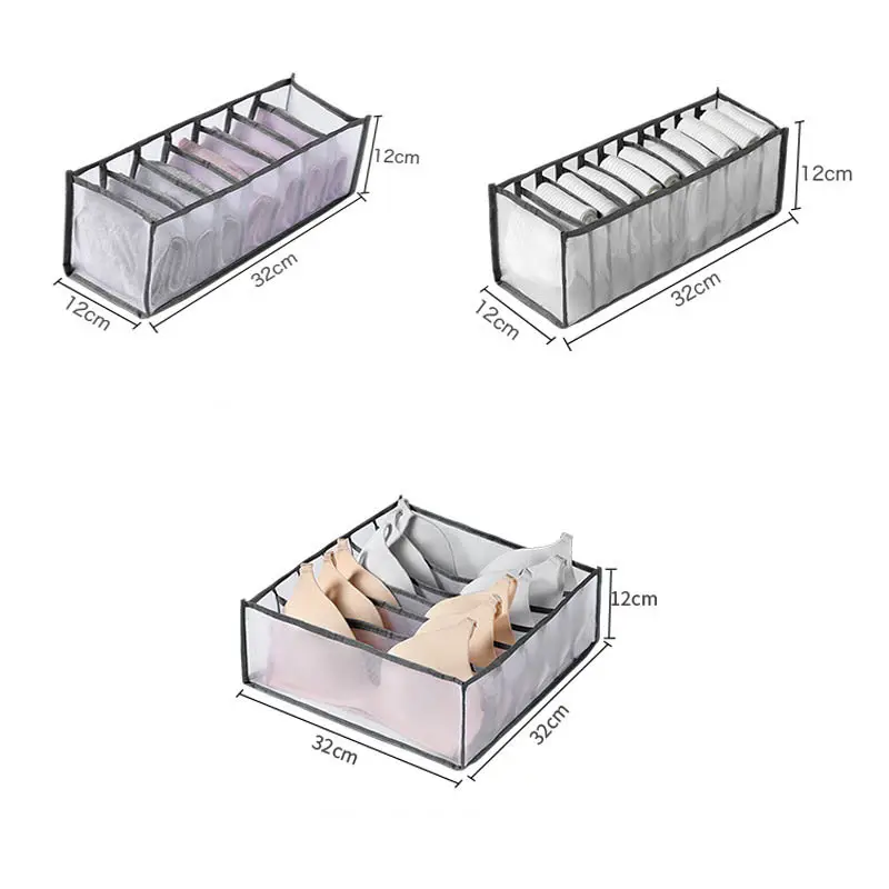 Có thể gập lại lưu trữ túi đồ lót Hộp lưu trữ áo ngực hoàn thiện hộp lưới vớ panty hộp ký túc xá vải đơn vuông Nylon 3 dây